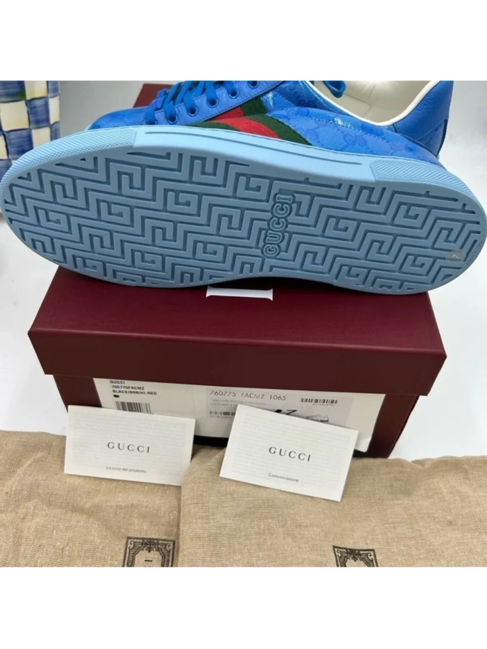 Men’s Gucci, ace Crystal canvas low top sneaker size 7 fits 8US made in Italy